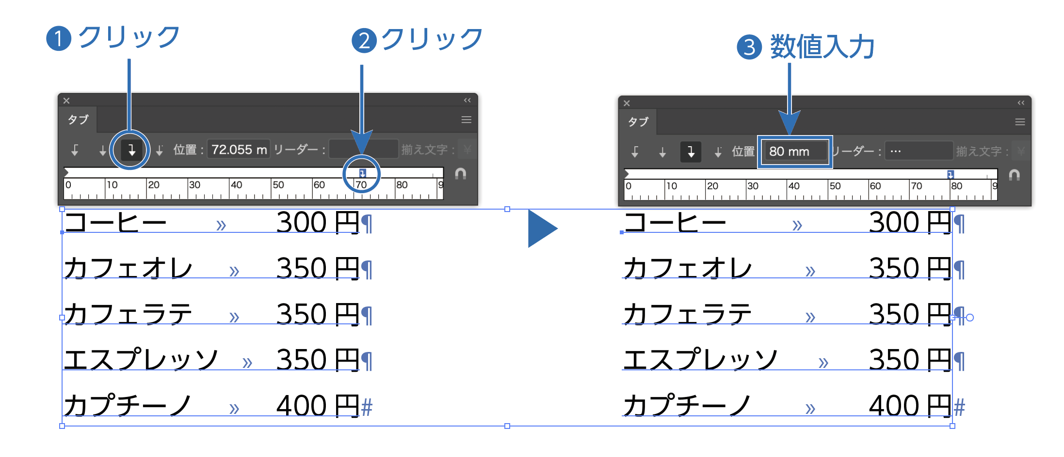 タブの使い方