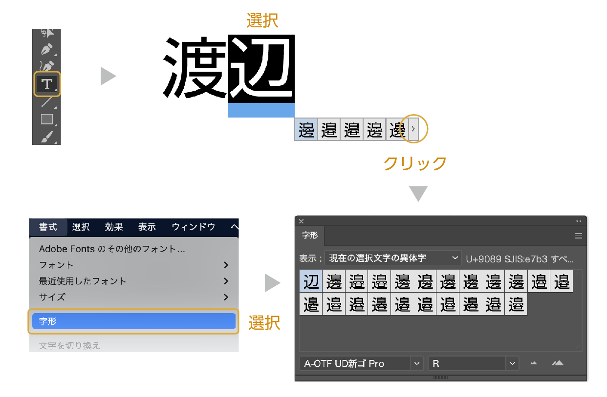 イラレ　異体や特殊文字