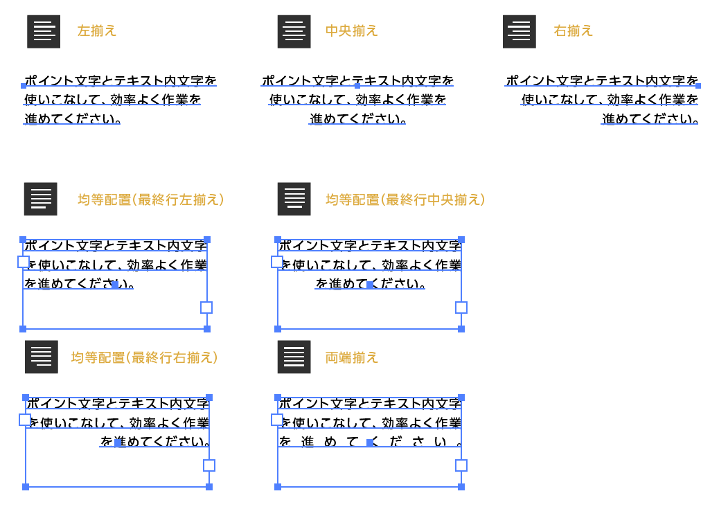 テキストの行揃えの設定