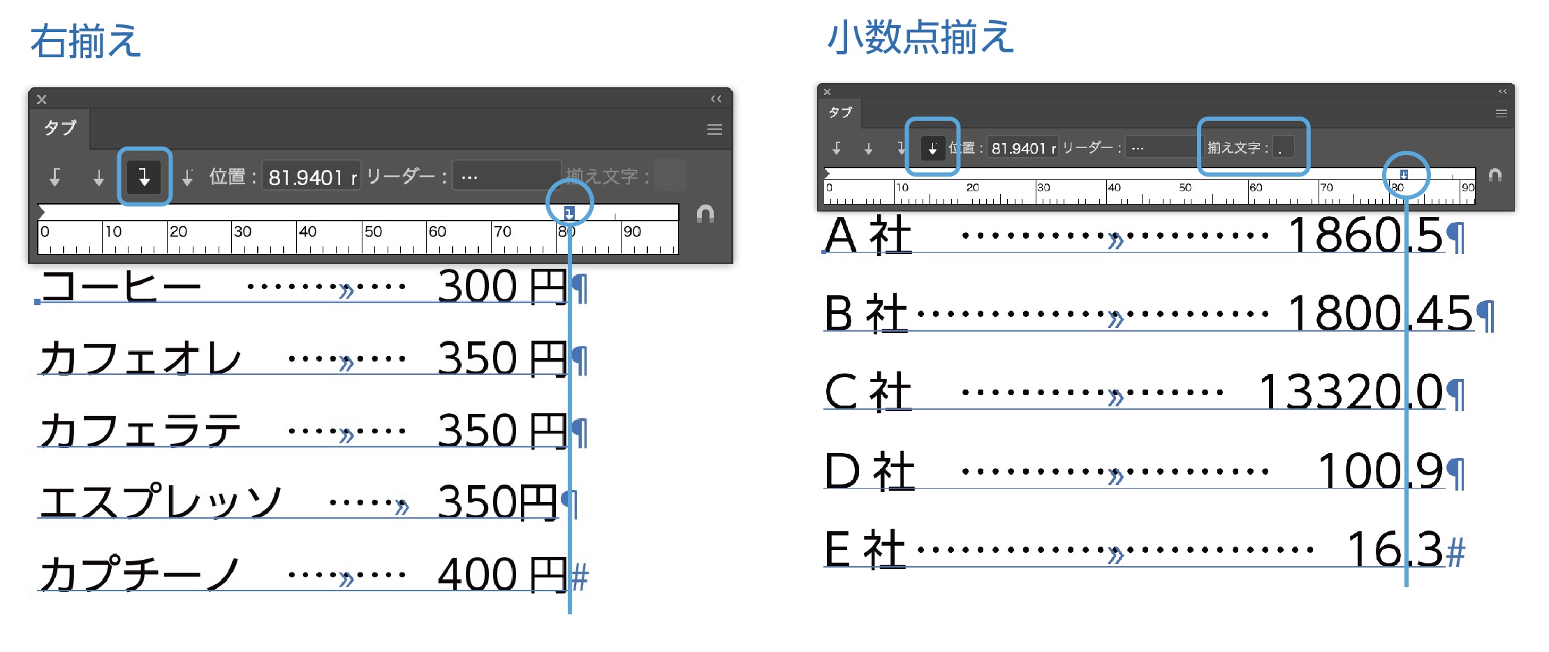 タブの使い方