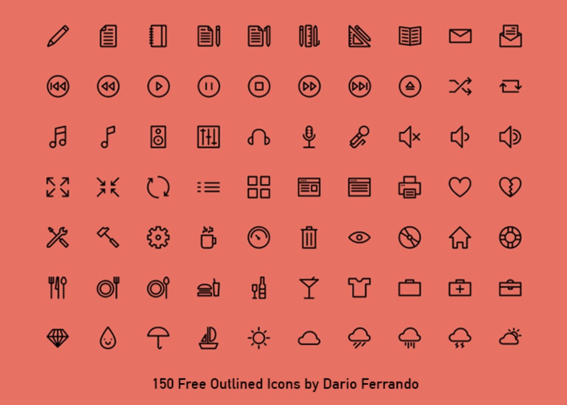 150 outlined icons